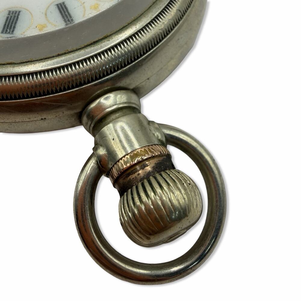 Antique NM Johnson Bemidji MN Pocket Watch Fancy Dial Thick Crystal Runs - Picture 6 of 15